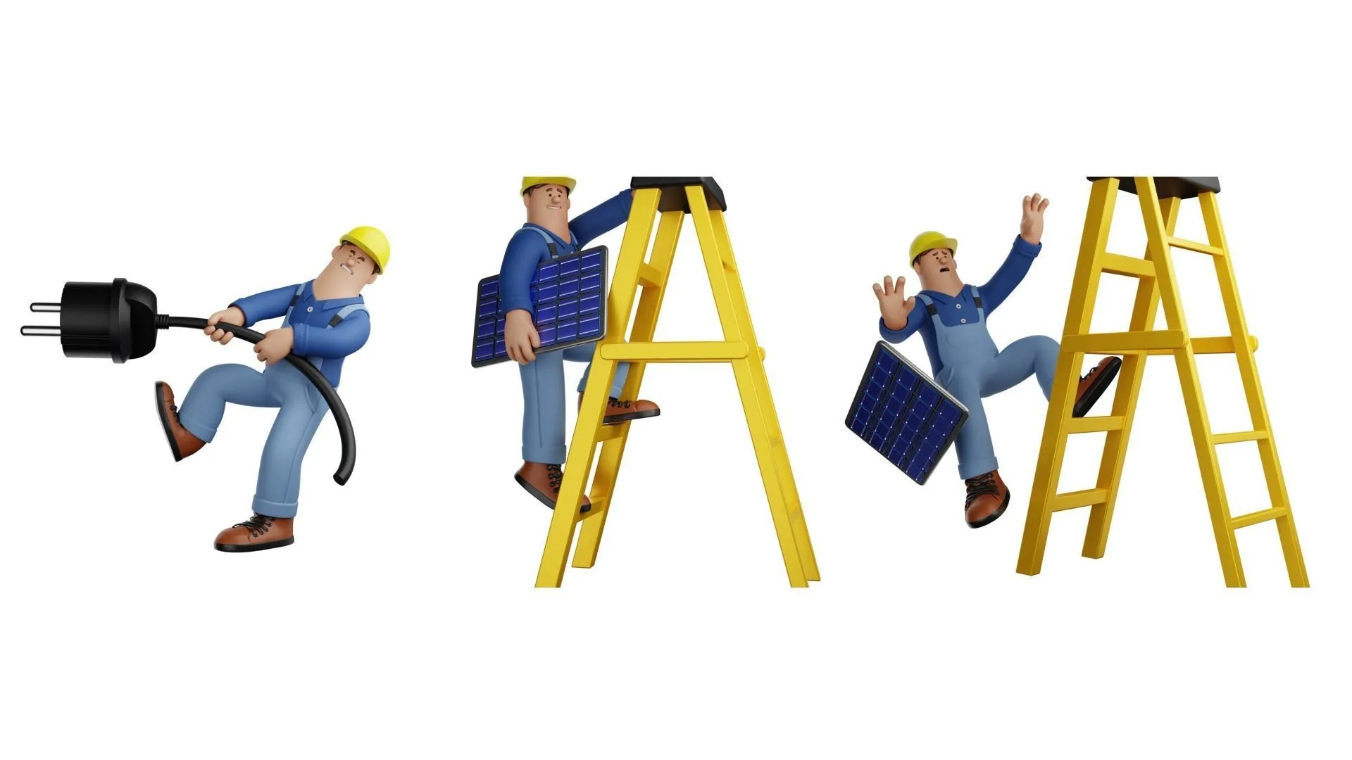 Solar Power Worker Character 3D character model close-up view